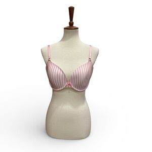 Victorias Secret Lightly Lined Full Coverage T Shirt Bra Pink An White Size 34DD